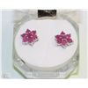 Image 1 : #-18-NATURAL RED RUBY EARRINGS.925 SOLID SILVER