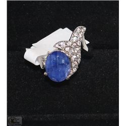 #3-NATURAL BLUE SAPPHIRE &CZ .925 SOLID SILVER RIN