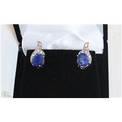 #2-NATURAL BLUE SAPPHIRE &CZ .925 SOLID SILVER EAR