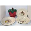 Image 1 : VINTAGE RECIPE PIE PLATES CERAMIC INCL CHERRY,