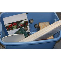 TOTE WITH MISC HOUSEHOLD NEW AND VINTAGE INCL