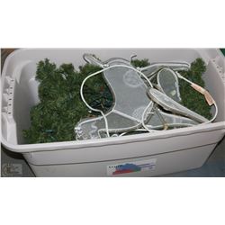 BIN OF LIT XMAS GARLAND & LIGHTS