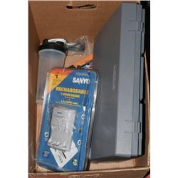 BOX OF ESTATE ITEMS INCLUDING TYPEWRITER, SANYO