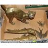Image 1 : DECORATIVE BRASS CAT,PHEASANTS AND BIRDS