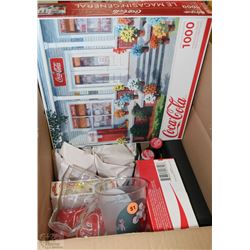 BOX OF ASSORTED COKE COLLECTABLES