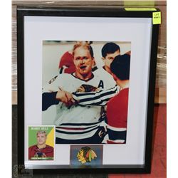 BOBBY HULL SIGNED CHICAGO BLACKHAWKS FRAMED PHOTO