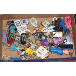 LARGE COLLECTION OF KEYCHAINS INCL RUBICS CUBE ,