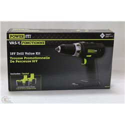 NEW POWER IT 18V DRILL VALUE KIT