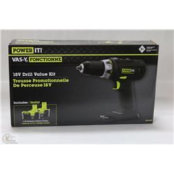 NEW POWER IT 18V DRILL VALUE KIT