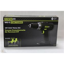 NEW POWER IT 18V DRILL VALUE KIT