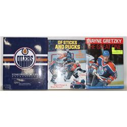 3 OILER,GRETZKY HARD COVER COLLECTIBLE BOOKS