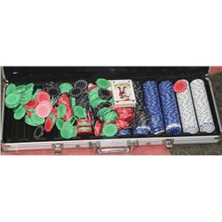 LARGE POKER SET W/ HEAVY CHIPS