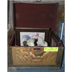 ESTATE WOOD TREASURE CHEST TRINKET BOX WITH