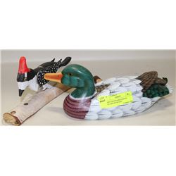 HAND CARVED AND PAINTED MALLARD DUCK AND