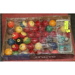 2 VINTAGE SETS OF POOL BALLS INCL SNOOKER & 8 BALL