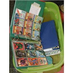 BINDERS OF ASSORTED COLLECTORS CARDS IN TOTE