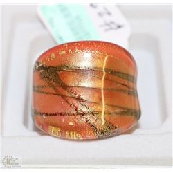 MURANO GLASS SILVER .925 & 24KT GOLD RING SIZE 8
