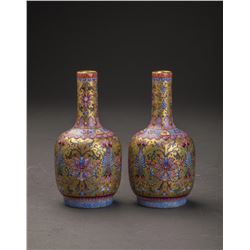 18thc Qing Style Gilt Enamel Glazed Bottles