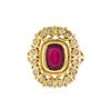 Image 2 : 14KT Yellow Gold 3.28ct. Ruby and Diamond Ring