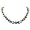 Image 1 : 10.5mm-14.00mm Tahitian Cultured Black Pearl and Diamond Necklace