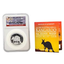 2011P $1 Australia Kangaroo High Relief Silver Coin NGC PF70 Ultra Cameo