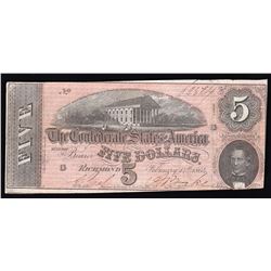 1864 $5 The Confederate States of America Note
