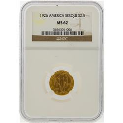1926 $2 1/2 America Sesquicentennial Gold Coin NGC MS62