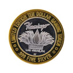 .999 Silver Flamingo Hilton Las Vegas $10 Casino Gaming Token Limited Edition