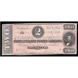 1864 $2 The Confederate States of America Note