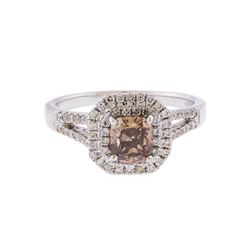 18KT White Gold 1.52ctw Fancy Brown and White Diamond Ring