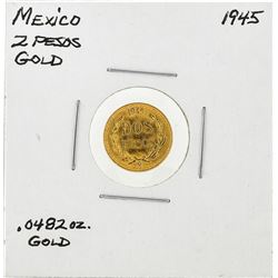 1945 Mexico 2 Pesos Gold Coin