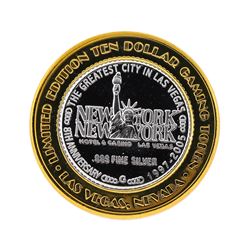 .999 Silver New York-New York Las Vegas $10 Casino Gaming Token Limited Edition