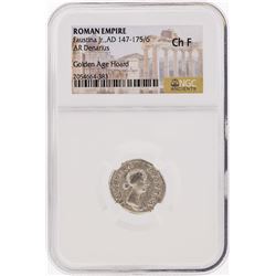 Roman Empire AD 147-175/6 Faustina Jr. AR Denarius Coin NGC Ch F
