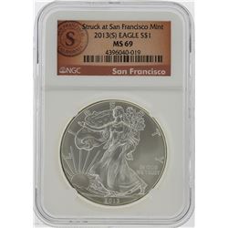 2013-S $1 American Silver Eagle Coin NGC Graded MS69