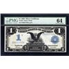Image 1 : 1899 $1 Black Eagle Silver Certificate Note PMG 64 Choice Uncirculated