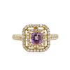 Image 2 : 14KT Yellow Gold 0.67ct Amethyst and Diamond Ring