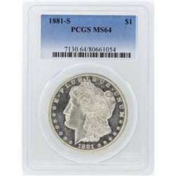 1881-S $1 Morgan Silver Dollar Coin PCGS MS64