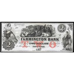 1800s $2 The Farmington Bank Obsolete Bank Note