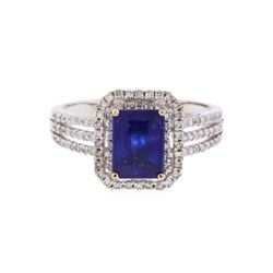 14KT White Gold 2.05ct. Blue Sapphire and Diamond Ring