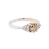 Image 2 : 18KT White Gold 1.15ctw. Fancy Light Brown and White Diamond Ring