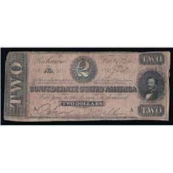 1864 $2 The Confederate States of America Note