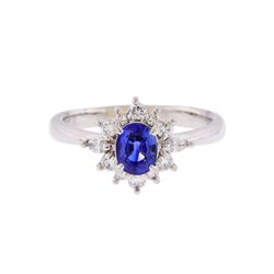 Platinum 0.64ct. Blue Sapphire and Diamond Ring