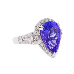 Platinum 6.30ct. Tanzanite and Diamond Ring