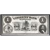 Image 1 : 1800s $1 The Citizens' Bank of Louisiana Obsolete Bank Note