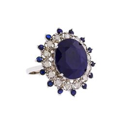 14KT White Gold 13.82ctw Blue Sapphire and Diamond Ring