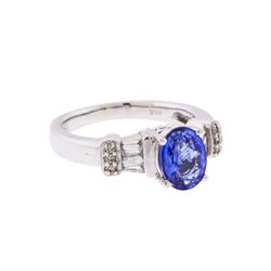 14KT White Gold 1.59ct. Blue Sapphire and Diamond Ring