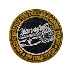 .999 Silver Harveys Lake Tahoe, Nevada $10 Casino Gaming Token Limited Edition