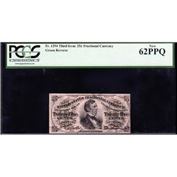 March 3, 1863 Twenty-Five Cent Fractional Note Third Issue PCGS 62PPQ