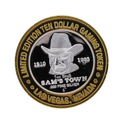 .999 Silver Sam's Town Las Vegas $10 Casino Gaming Token Limited Edition