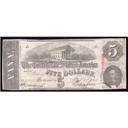 1863 $5 The Confederate States of America Note